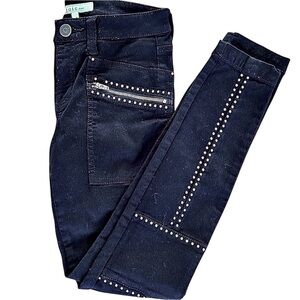 Joie Black Moto Ankle Jeans with Gold Studs